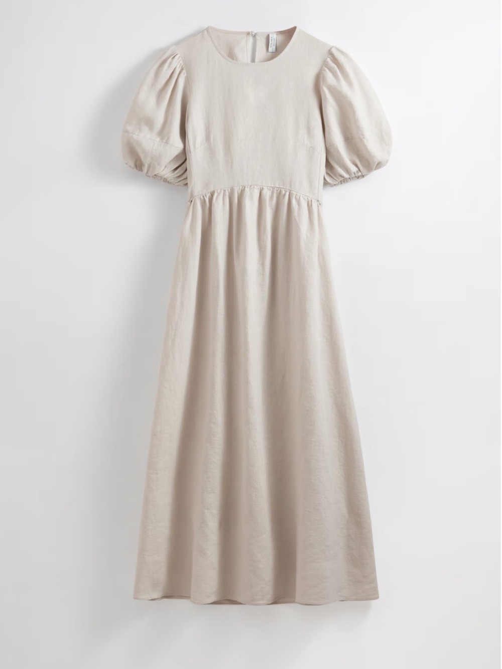& Other Stories Neutral Puff Sleeve Midi Dress